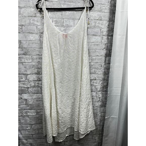 Solid & Striped White Sheer Tank Midi Floral Embroider Cover Up Dress Shells XS - Picture 2 of 8
